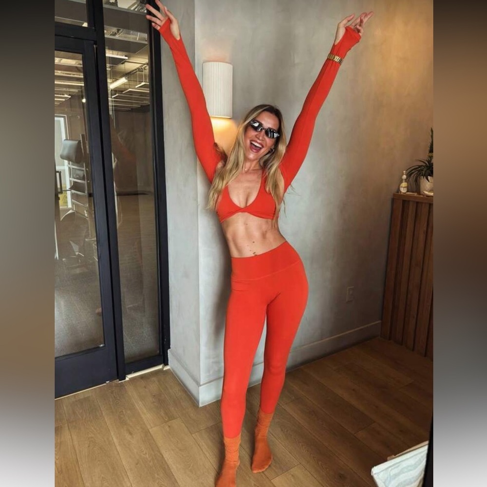 Stylish Orange Women's Leggings Set